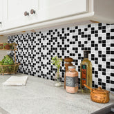 Black and Grey Stone Wallpaper Stonelike Mosaic Wall Tiles Sticker Peel and Stick Modern